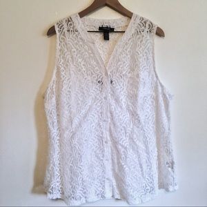 Style & Co White Lace Tank Top, 2X